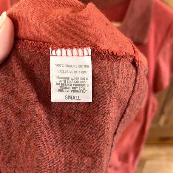 Stewart + Brown Small Orange Dress Organic Cotton Collared T-Shirt Colorblock‎ - Picture 5 of 5
